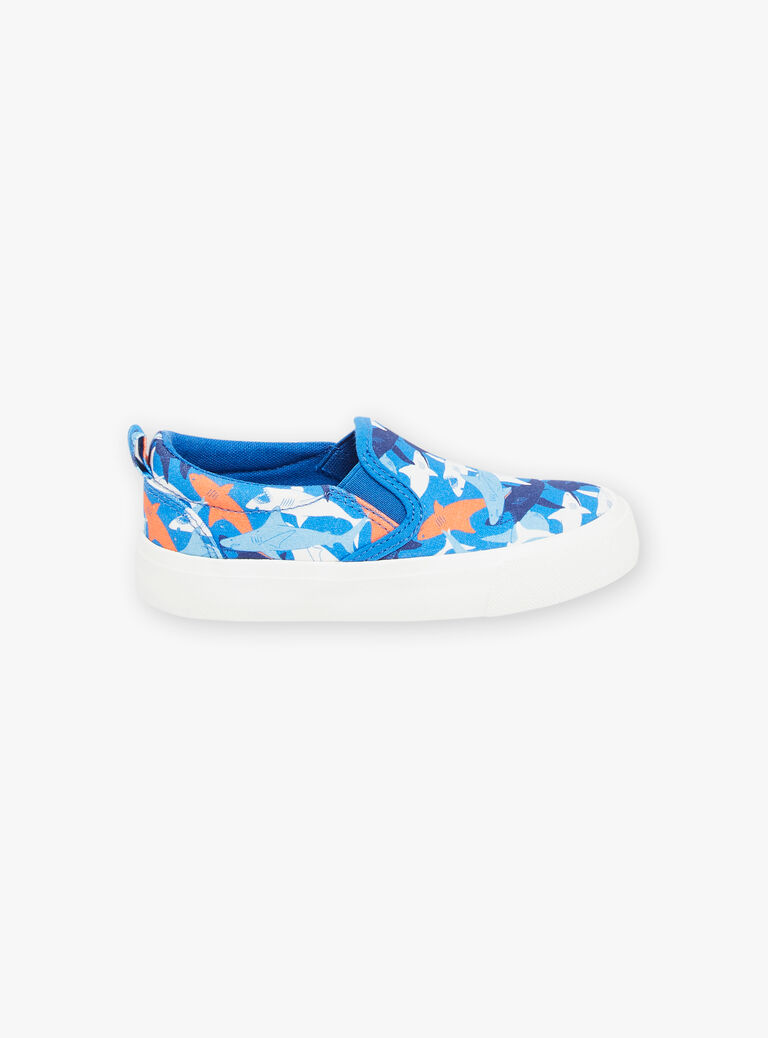 Slip-on bleu à imprimé requins