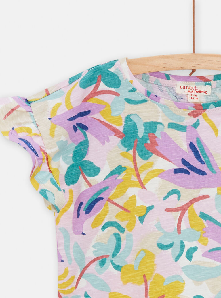 T-shirt à motif oiseaux violets pour fille