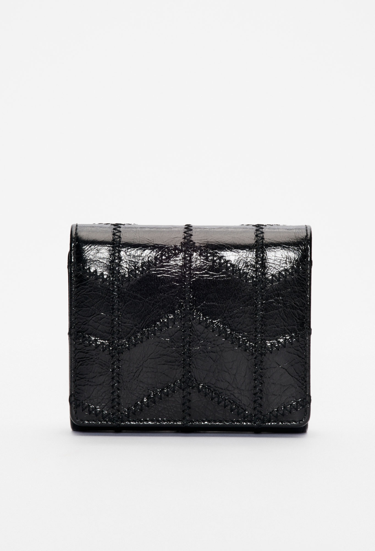 Portefeuille cuir verni noir