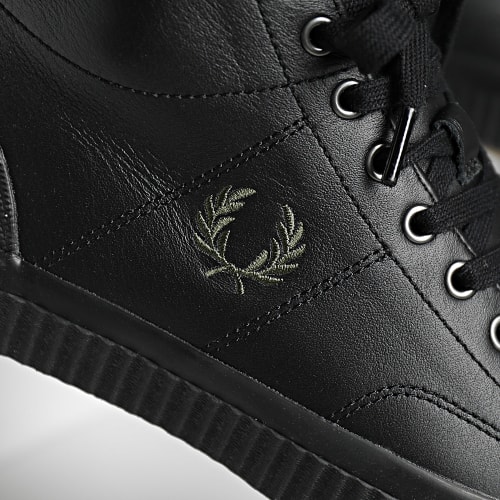 Baskets Hughes Mid Leather B4358 Black