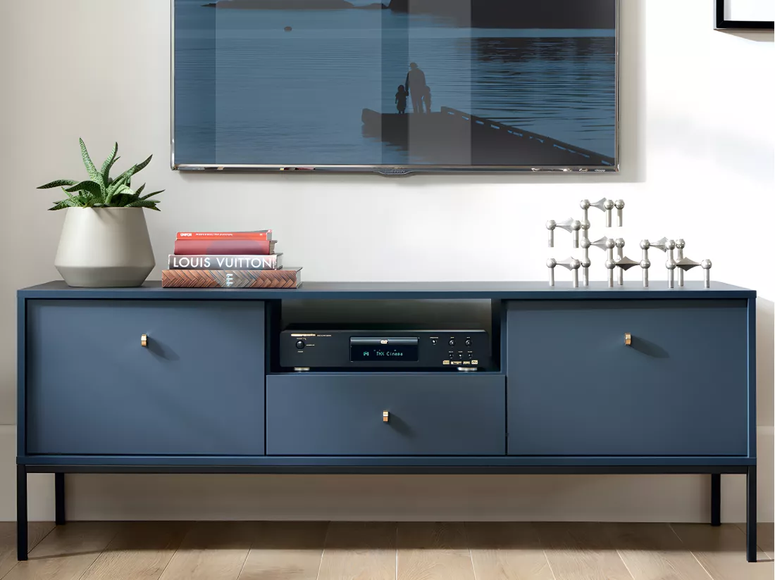 Ensemble buffet et meuble TV bleu - Séjour contemporain BOGDAN