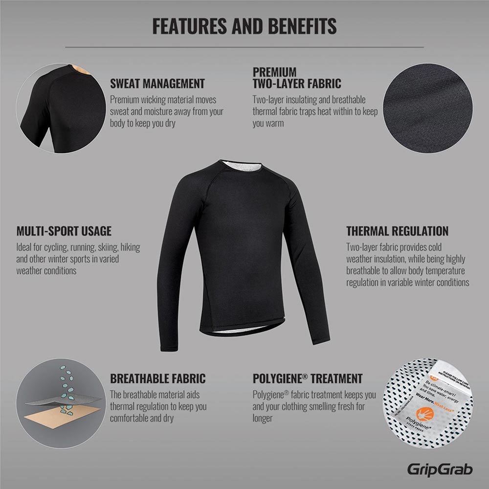 GripGrab Ride Thermal Thermoshirt Lange Mouwen Zwart