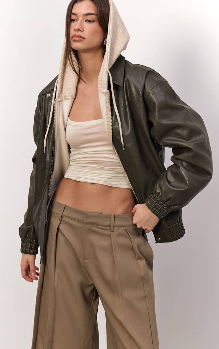 Veste De Motard En Synthétiquecuir Avec Dos Gaufré