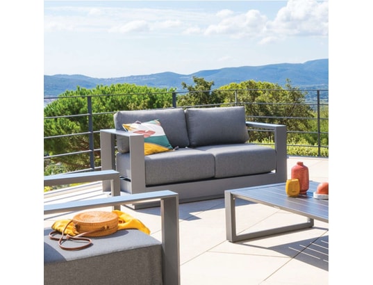 HESPERIDE - Canapé de jardin en aluminium allure - 2 places - graphite