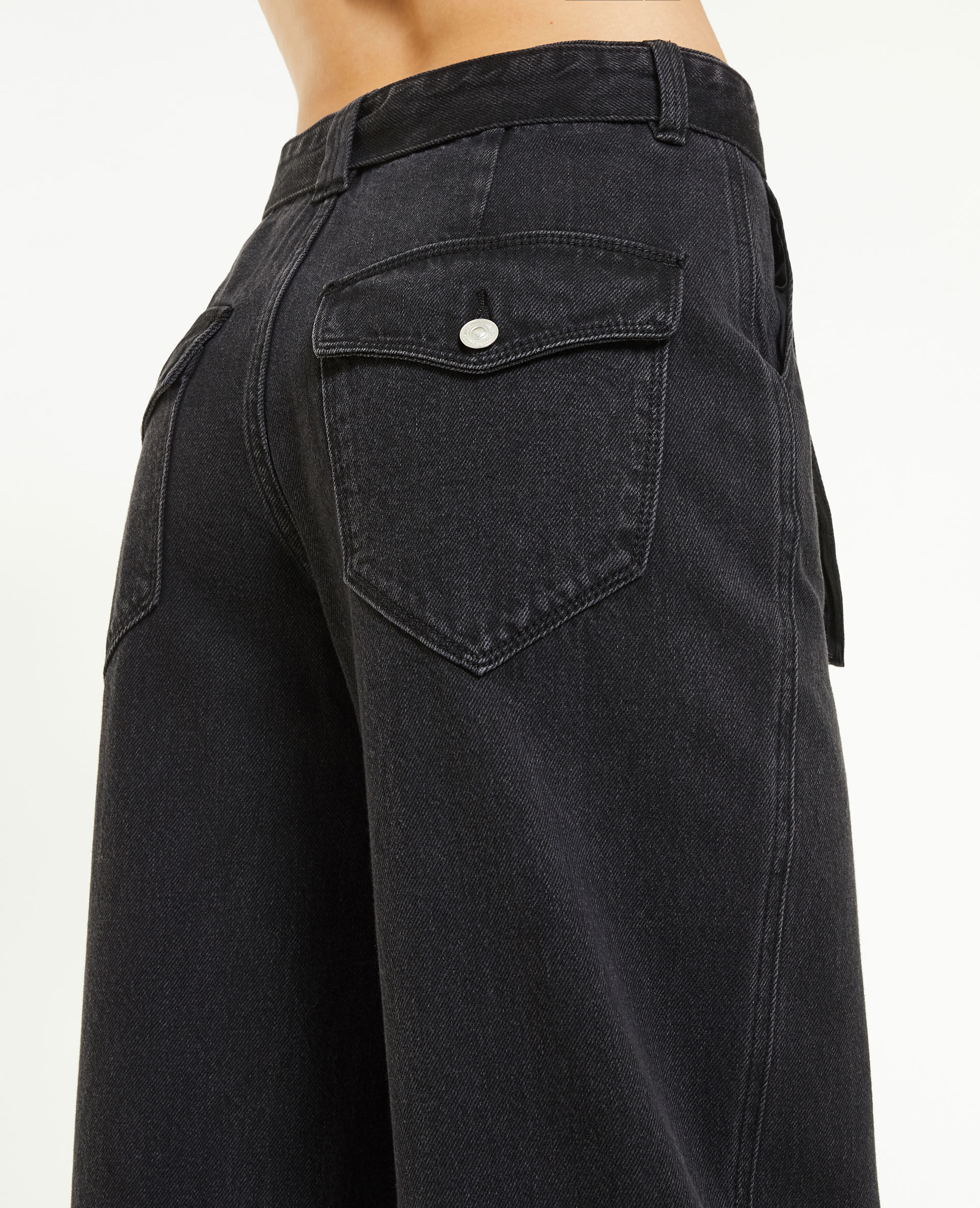 Jean wide extra large avec ceinture - Noir