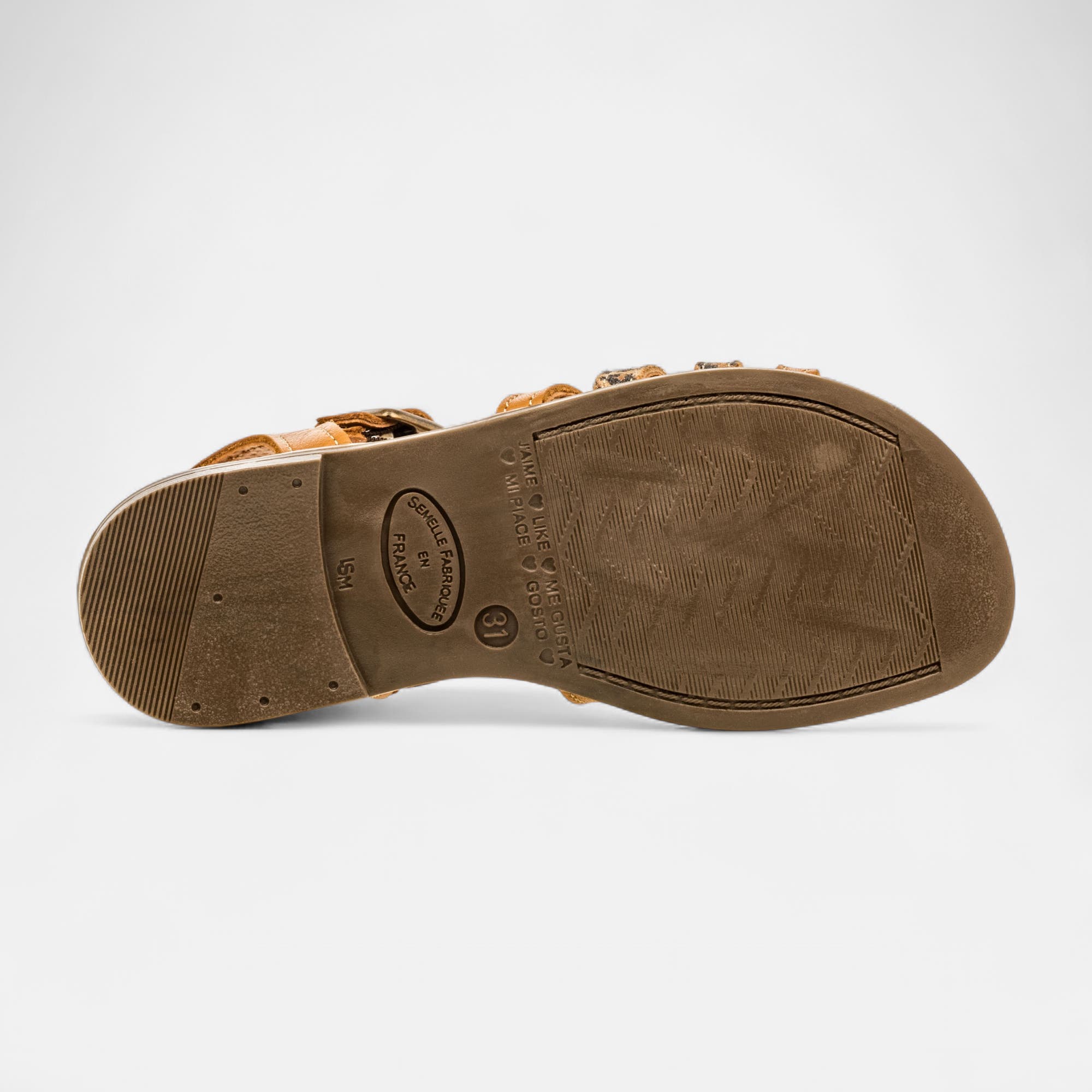 Nu-pieds Fille en cuir cognac