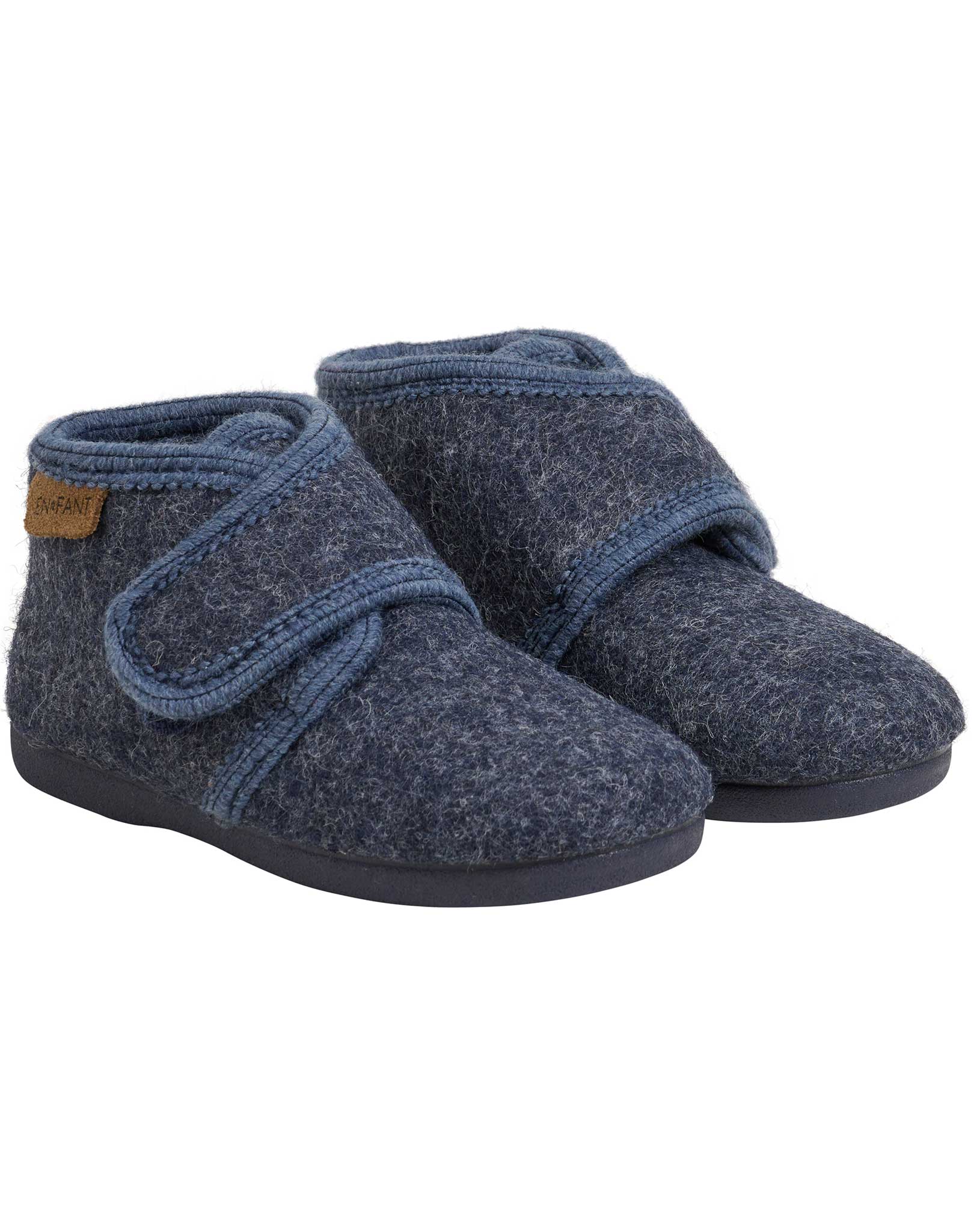 Klett-Hausschuhe WOOL VELCRO in navy melange