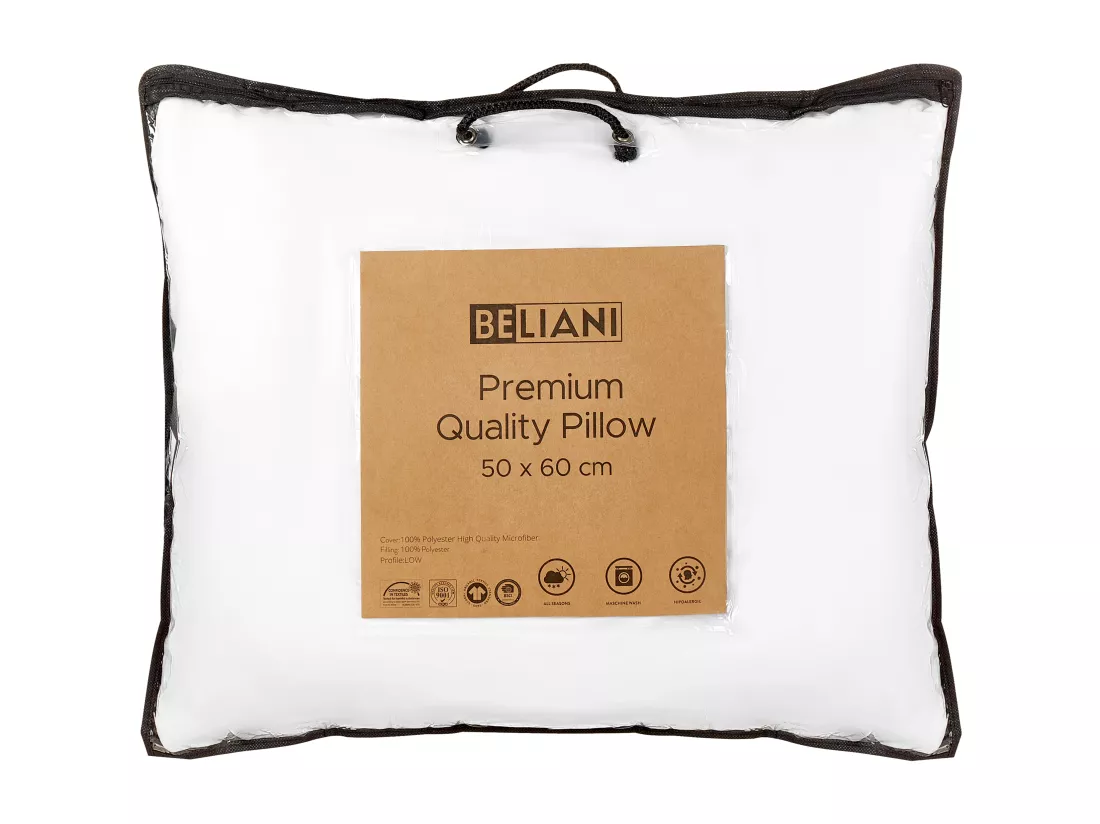 Lot de 2 oreillers ERRIGAL Bas Microfibre 50 x 60 cm Blanc