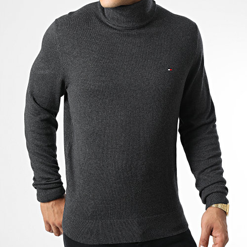 Pull Col Roulé Pima Cotton Cashmere 8048 Gris Anthracite Chiné