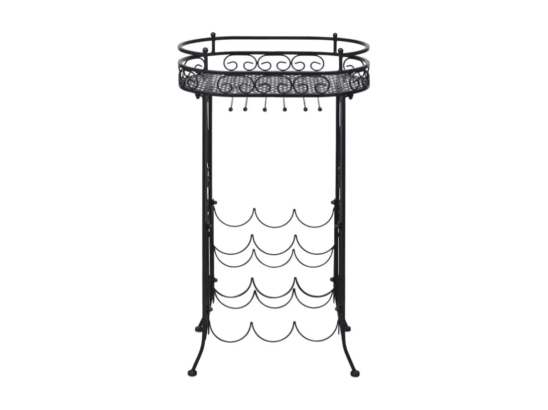 Casier à bouteilles avec porte-verre pour 9 bouteilles Métal