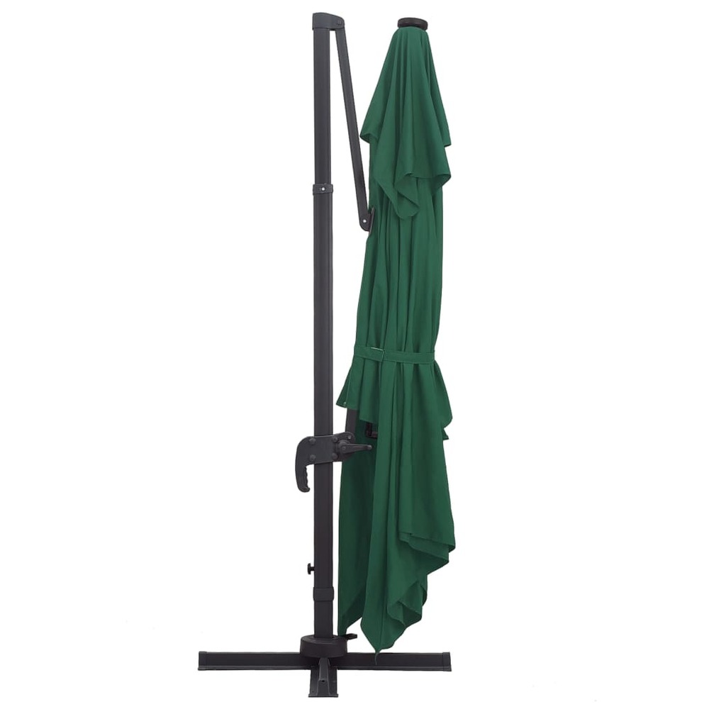 Parasol déporté avec lumières led aluminium 400 x 300 cm vert