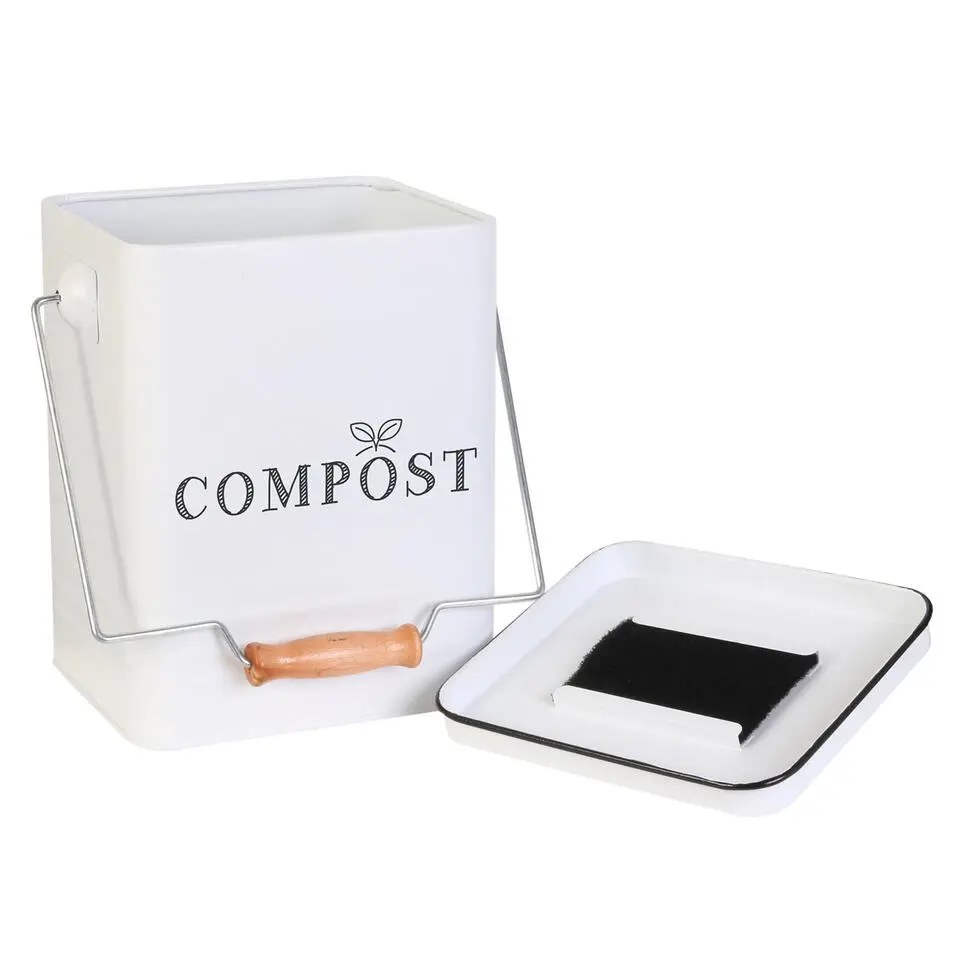 Home deco factory afvalbakje voor aanrecht - 5L - groen - compost