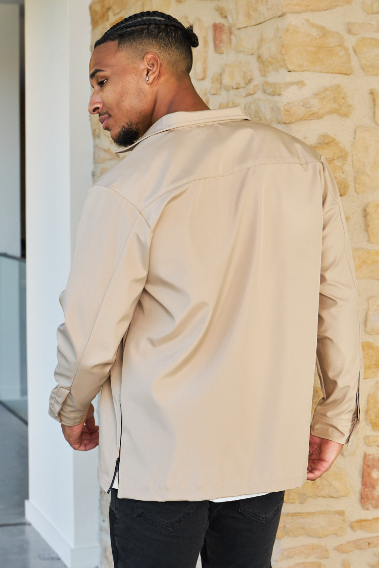 Chemise beige large texturée