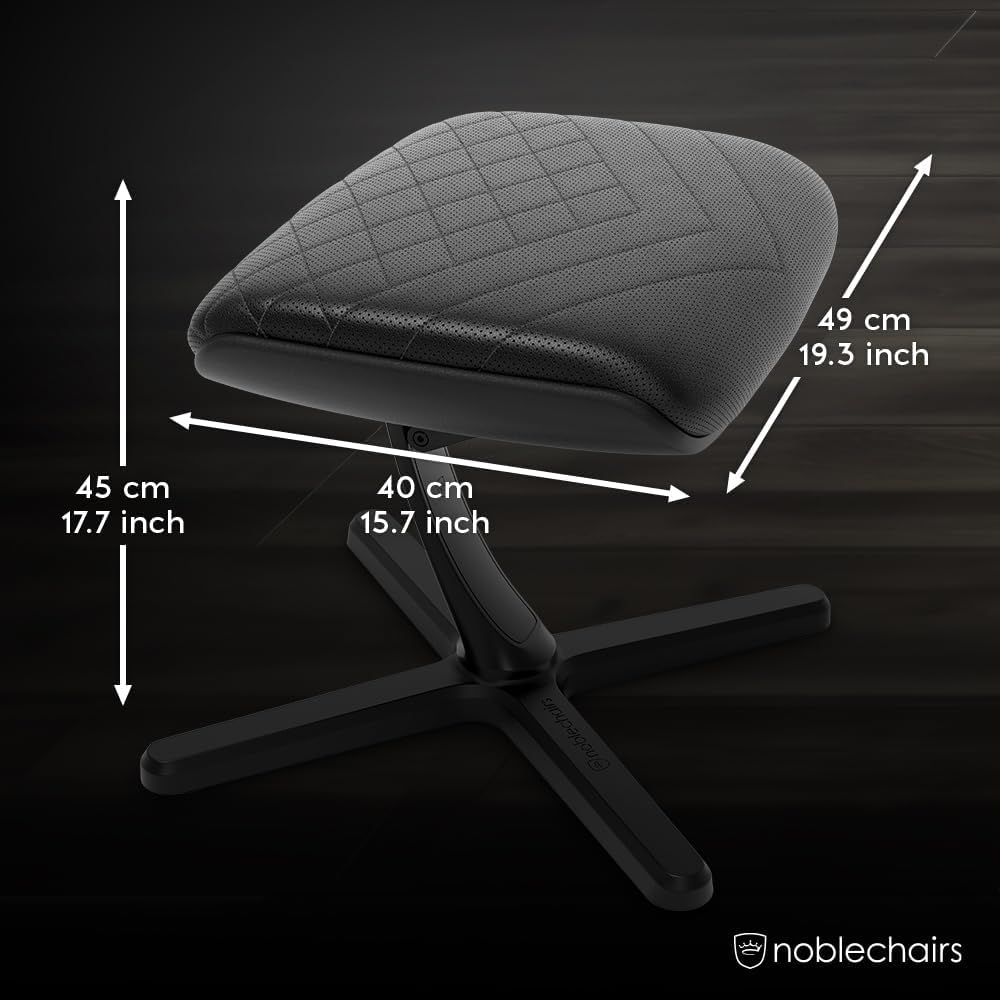 noblechairs Footrest V2.0, PU-Leder Edition, 45-Grad Neigung, Premium Materialien, Veganer PU-Leder Bezug, Schwarz