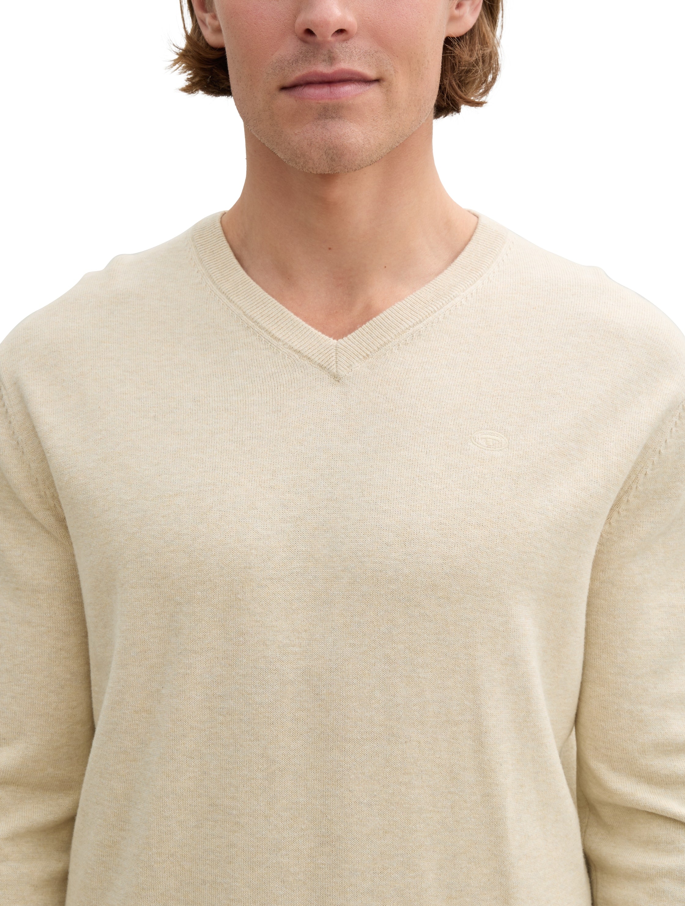 TOM TAILOR V-Ausschnitt-Pullover , mit kleiner Logo-Stickerei