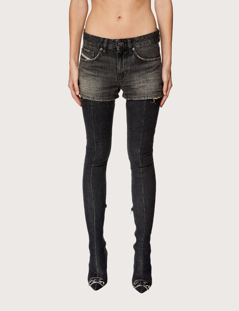 DIESEL SHORT EN JEAN NOIR FEMME DE-YUBA DQAH