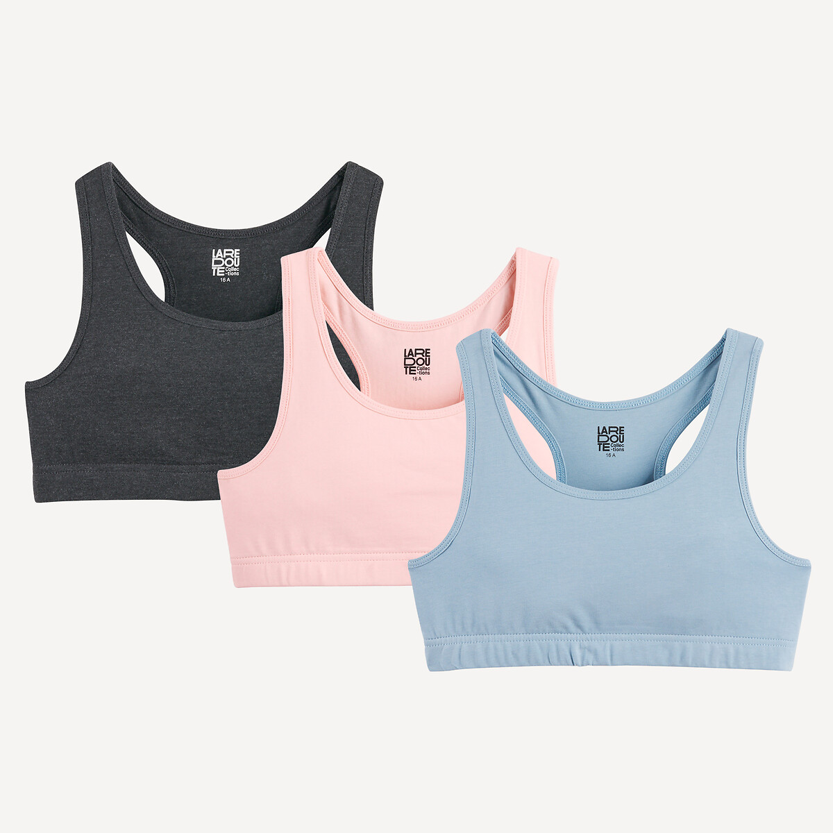 COLEÇÃO LA REDOUTE<br>Conjunto de 3 bustiês lisos de algodão