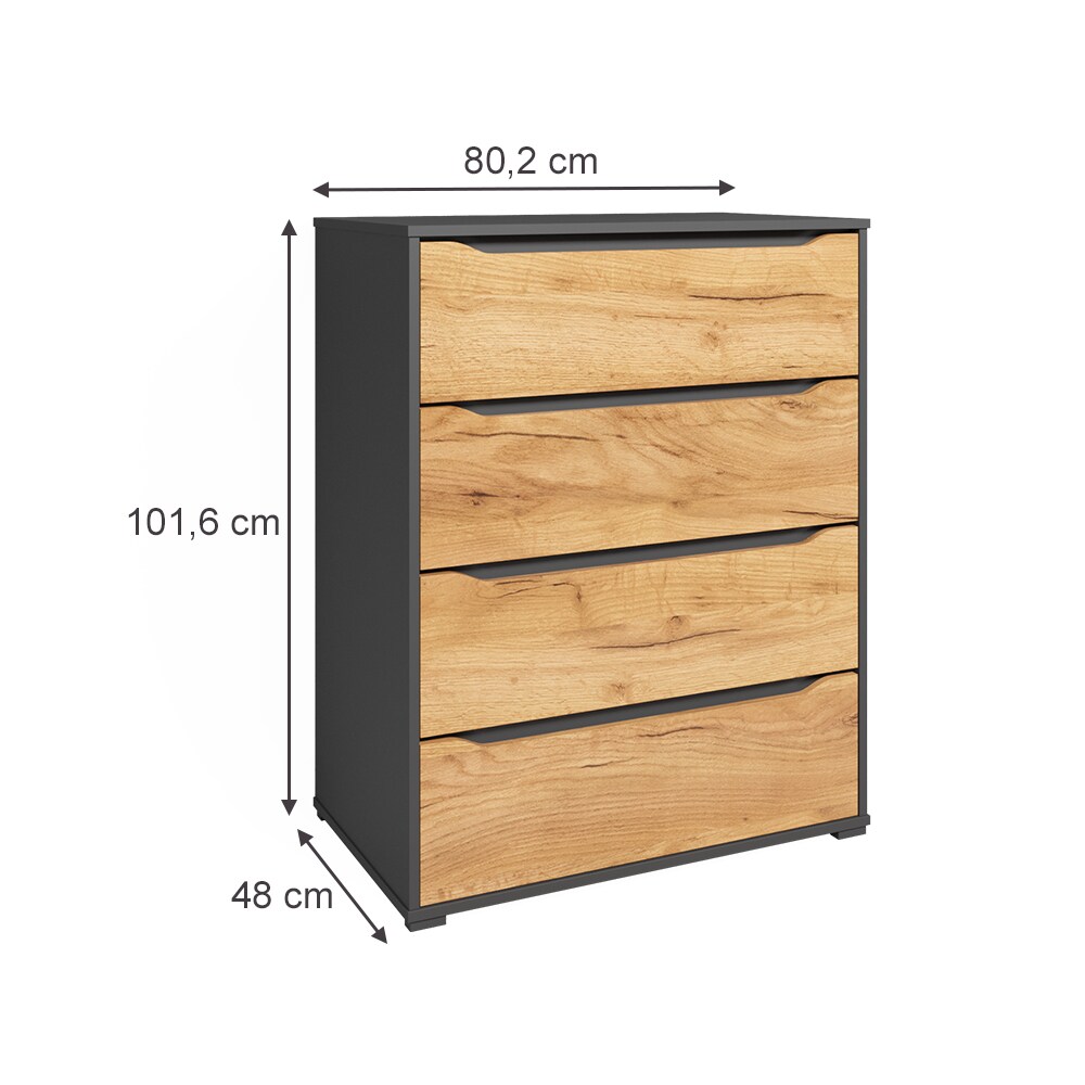 Vicco Kommode Ruben 80 x 102 cm Anthrazit Eiche Highboard