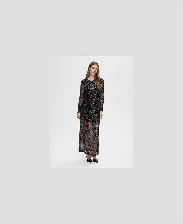 Selected Femme SLFNOEL LS ANKLE SEQUINS DRESS B Sort