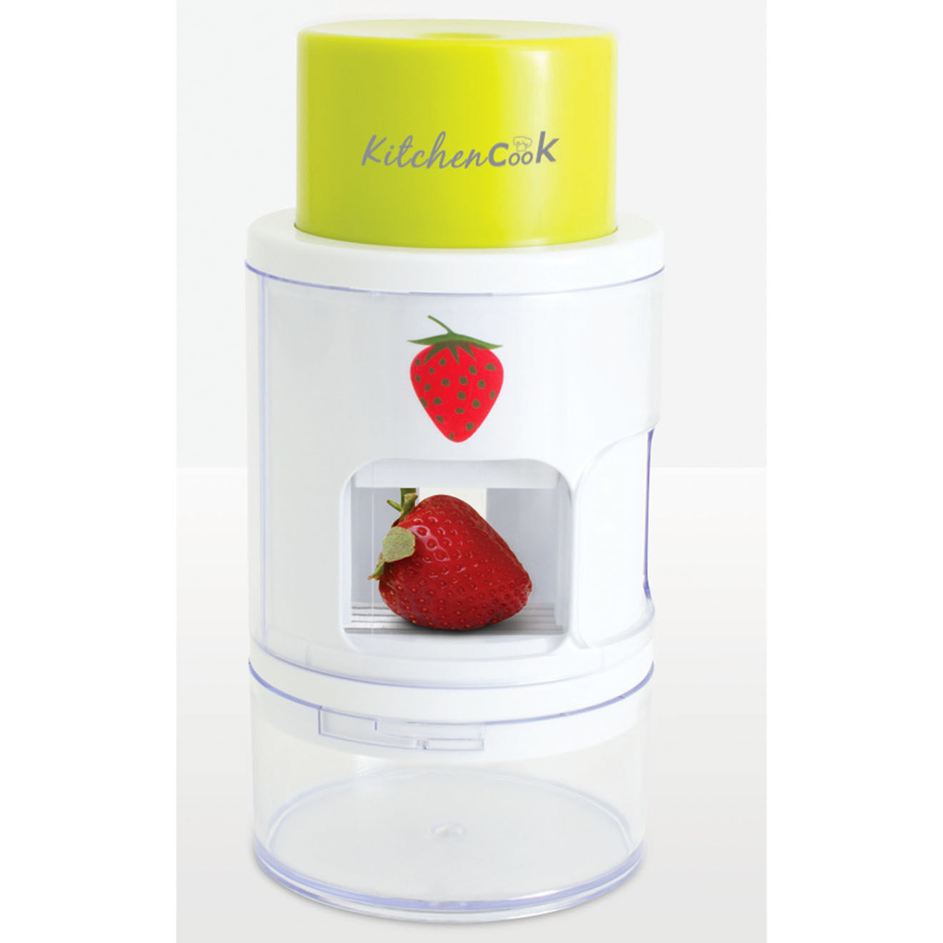 Kitchencook Coupe fraises et dénoyauteur à cerises vert/blanc - 36.5x27x36 cm