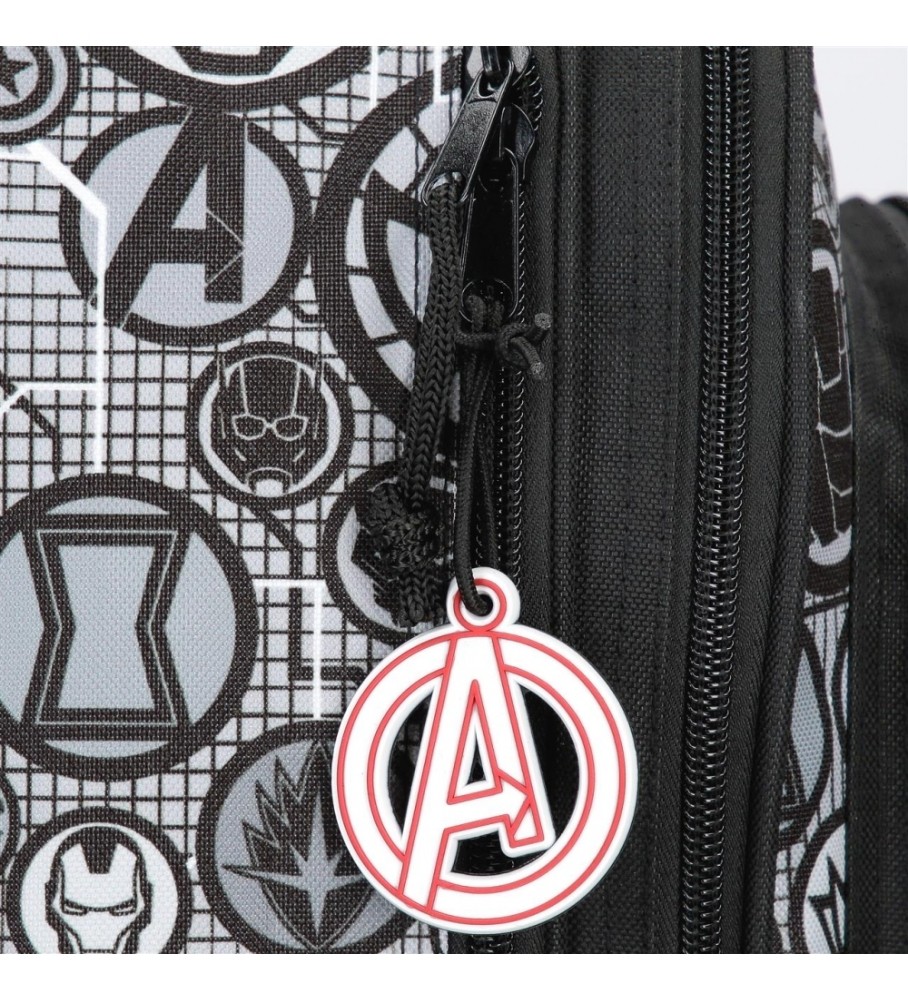 Mochila Disney Avengers Heroes com Rodas, Preta - 25x32x12cm -