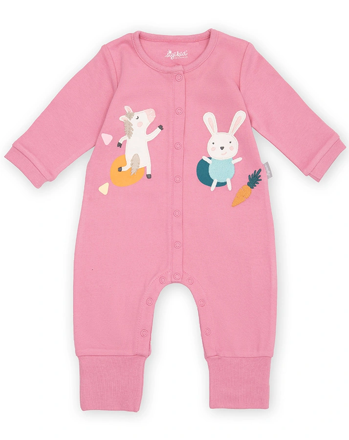 Schlafstrampler mit Fuß FUNKY CARROT in rosa