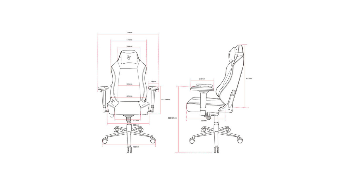 ArozziPrimo - Full Premium Leather - Black gamestoel  (Zwart)