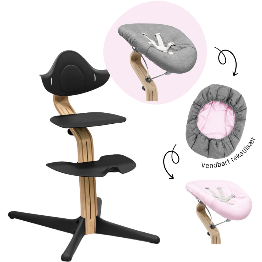 Køb Stokke® Nomi® Eg Black Stol + Black Pink Grey Newborn Sæt Bundle