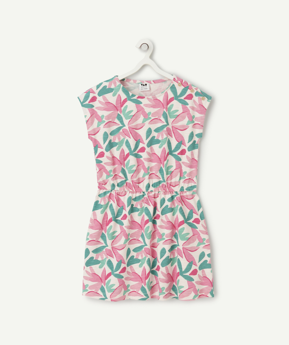 robe manches courtes fille en coton bio imprimé fleurs colorées
