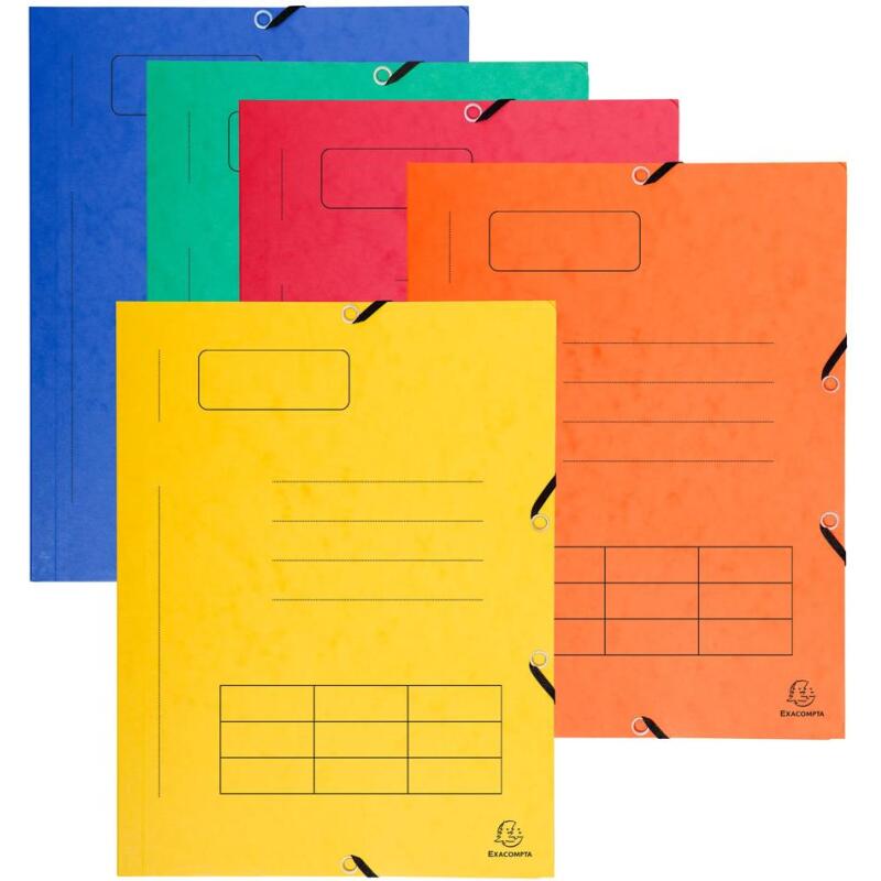 Chemise à élastique Imprimée 3 rabats carte lustrée 355gm2 - A4 - Couleurs assorties