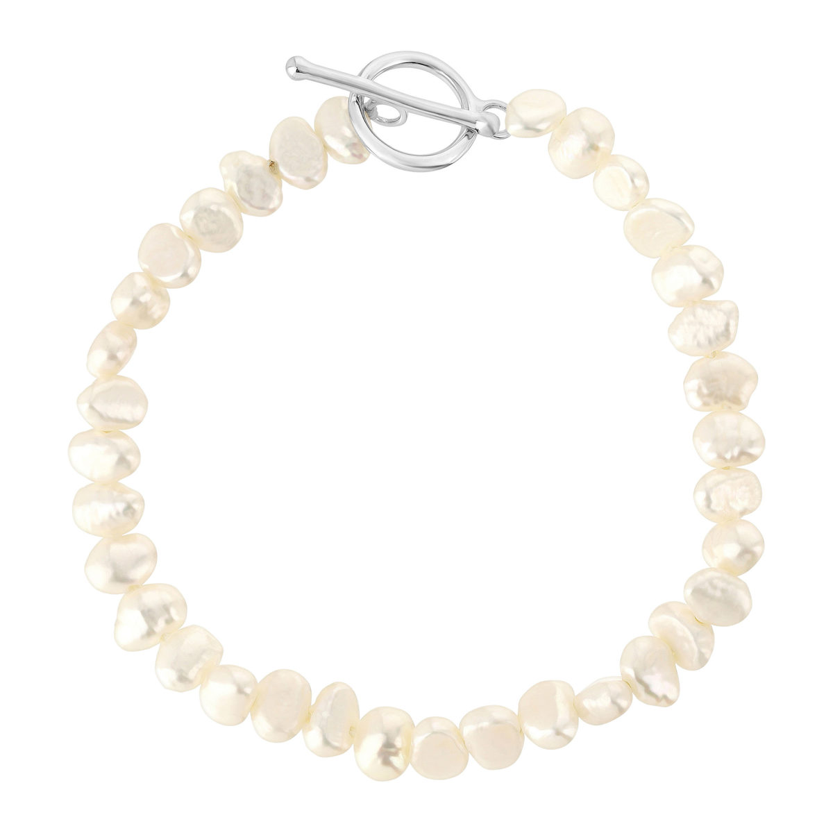 Bracelet perles d'eau douce et argent 925 18.5cm