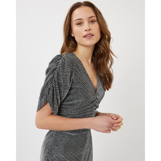 Moves Glitera Midi Kjole, Dark Silver, M