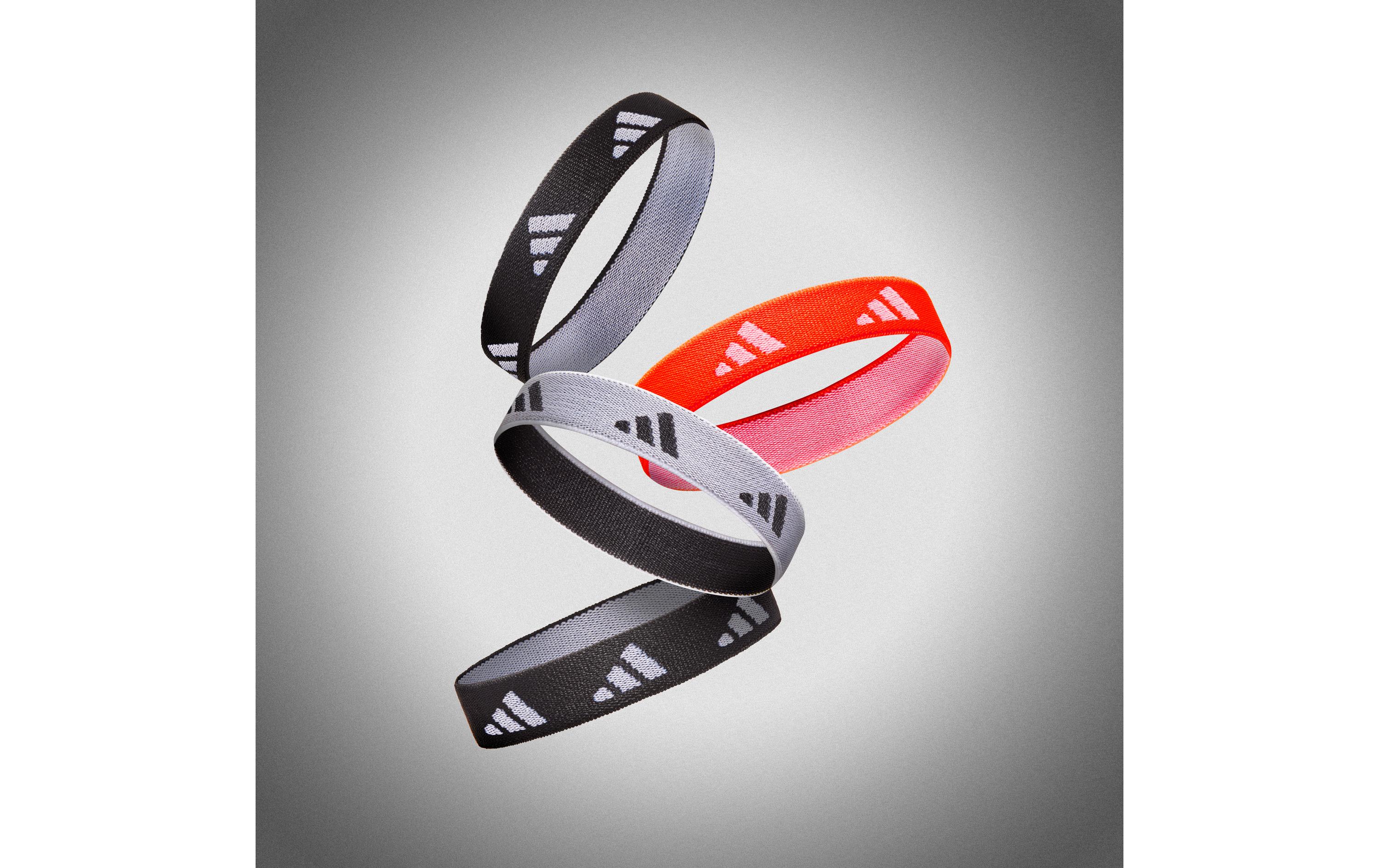 Hair Ties Schwarz, Weiss, Solar RotPackung mit 4 Bändern