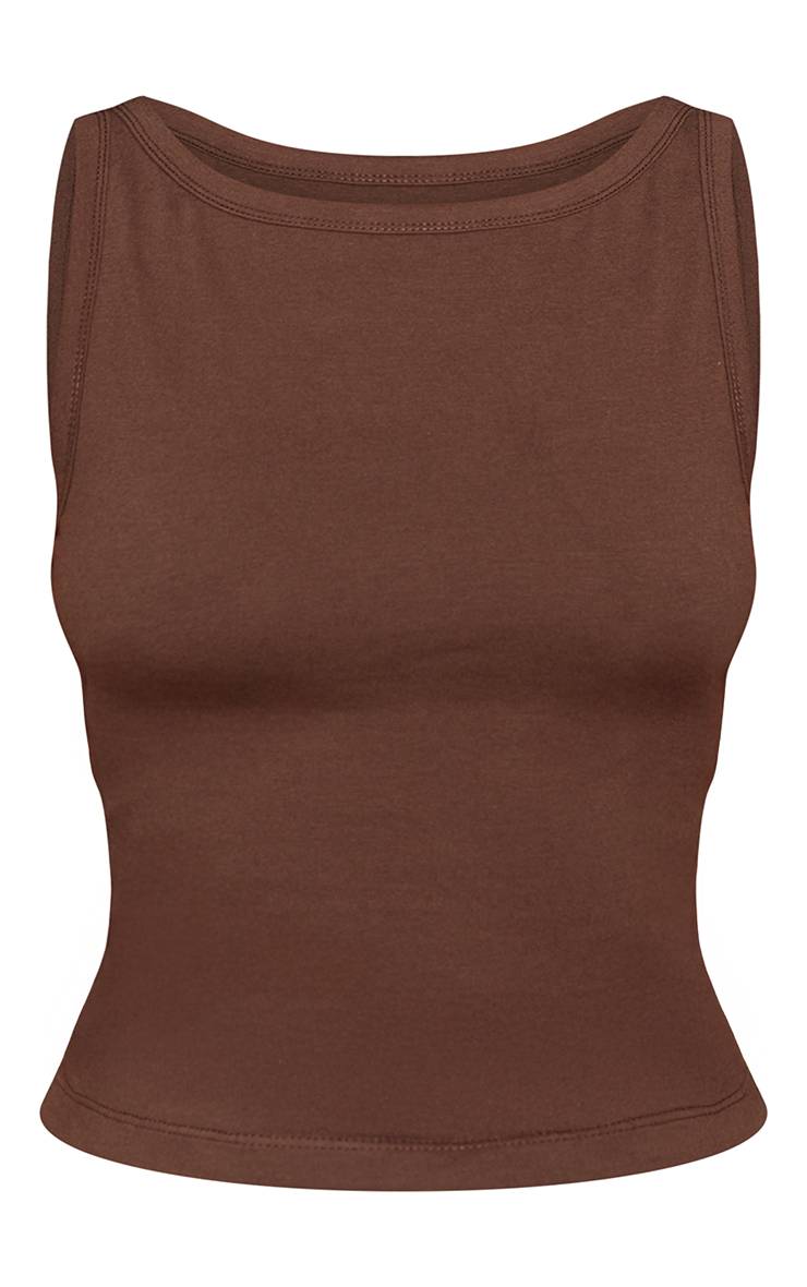 Chocolat Débardeur Petite En Coton Doux À Encolure Bateau