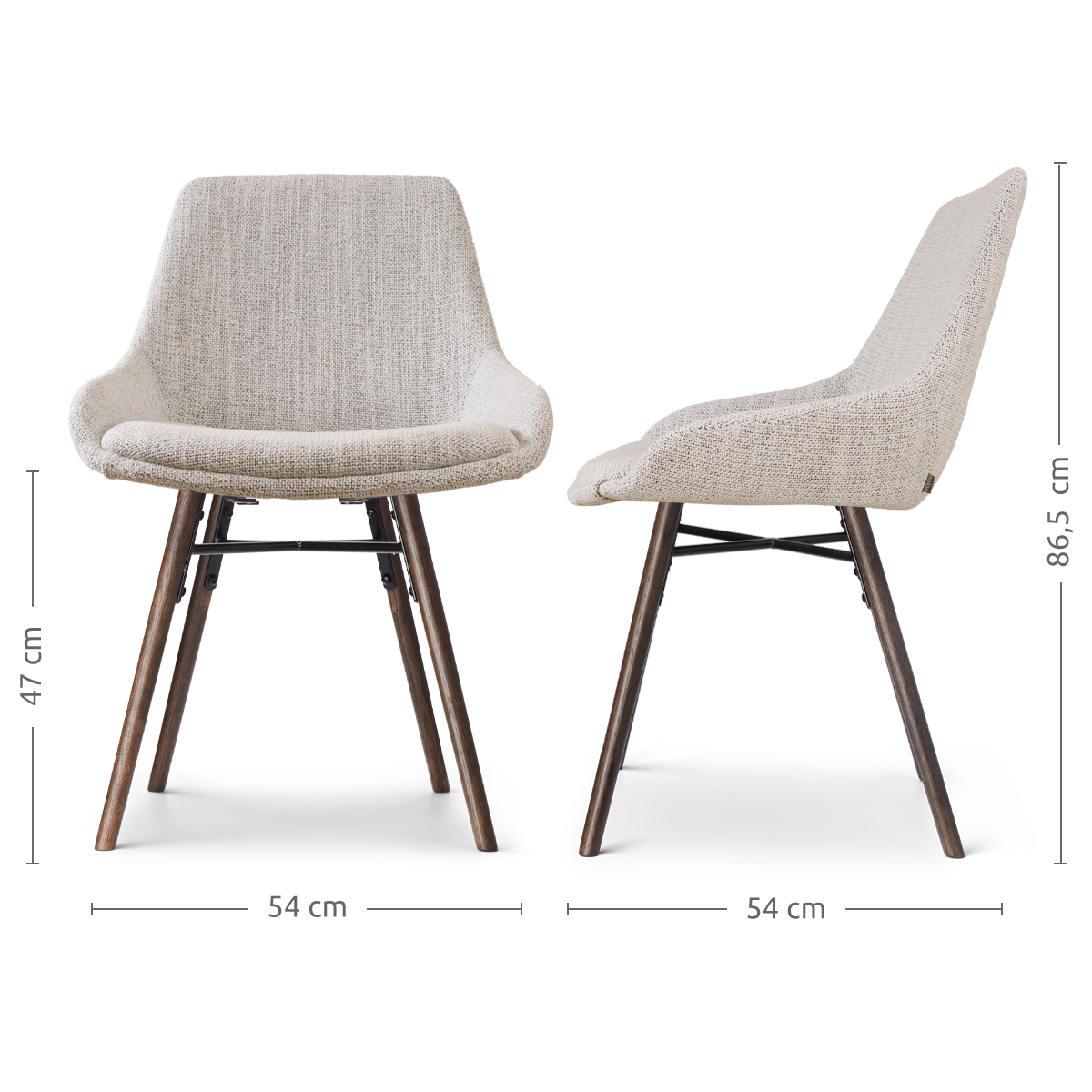 Eetkamerstoel Nena-Isa grijs beige gemêleerd - walnoot