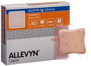 ALLEVYN Ag ADHESIVE Wundkompresse 10x10cm, 10 Stück