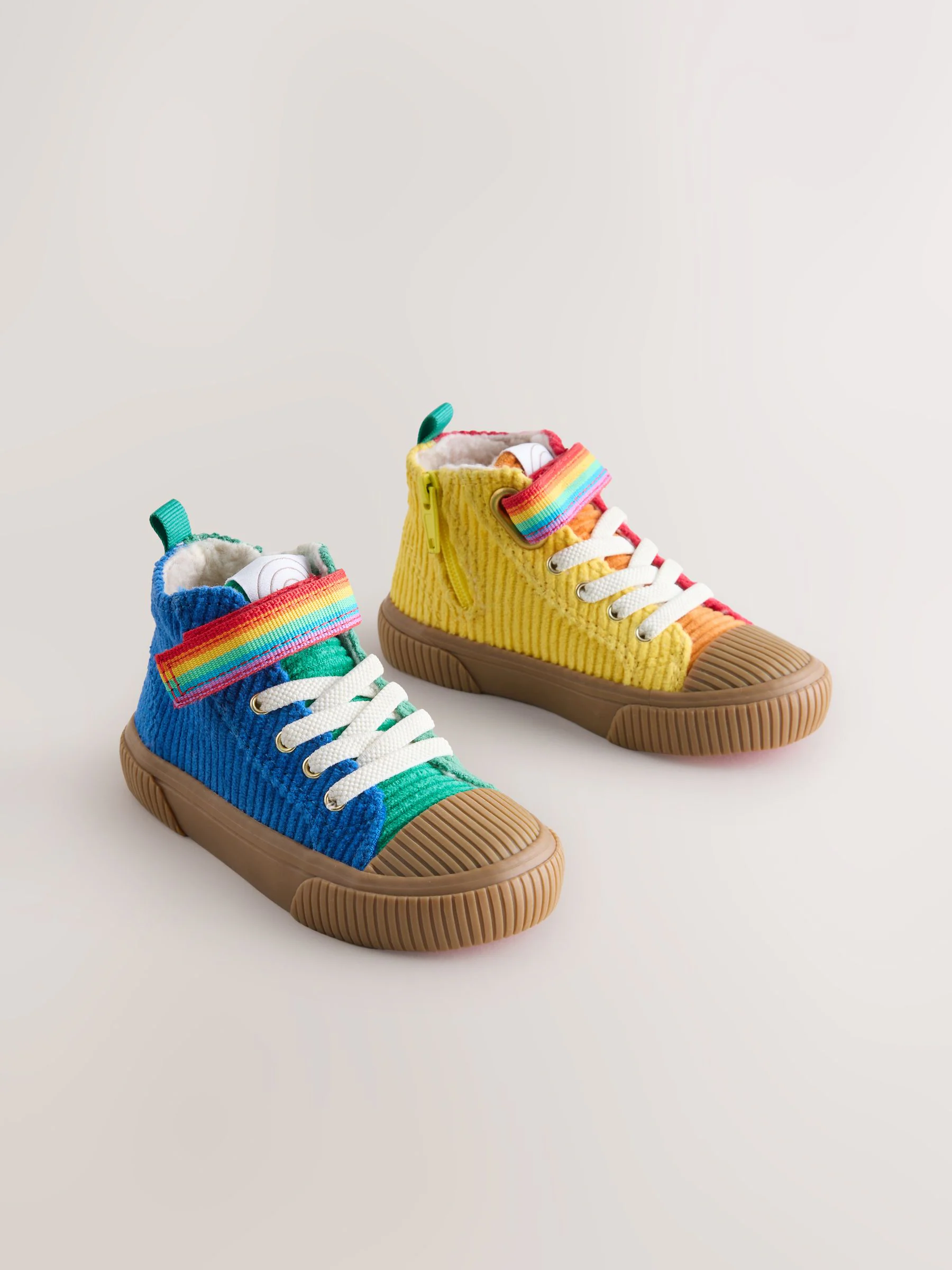 Regenboogprint - Little Bird by Jools Oliver Corduroy Borg Lined Hi-Top Trainers