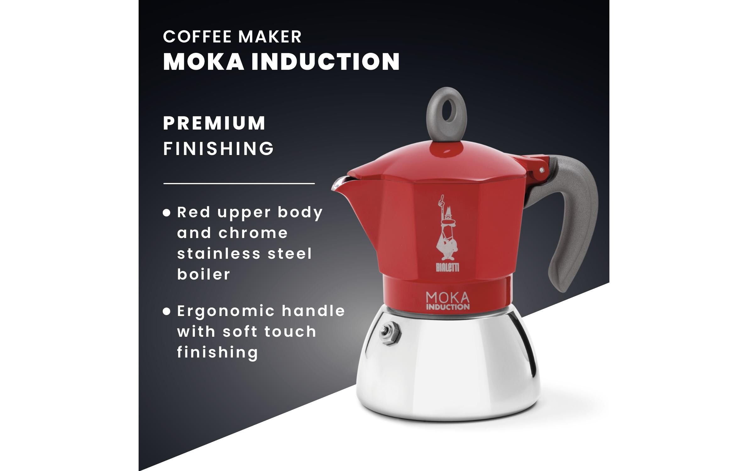 Espressokocher New Moka Induktion 2 Tassen, RotItalienische Espressokanne – ein Design-Klassiker