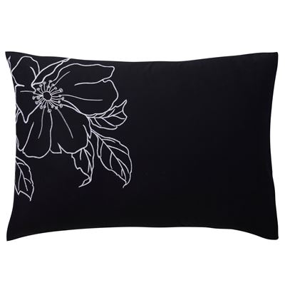 Linge de lit percale grandes fleurs brodées - BECQUET CRÉATION