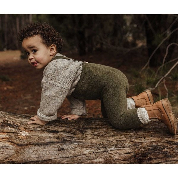 Teddy Warmy Footless Tights Olive - Silly Silas