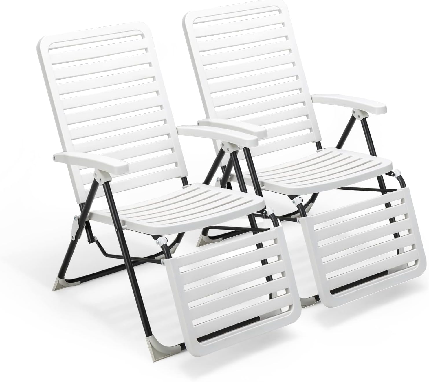 COSTWAY Sonnenliege 2er Set, klappbarer Liegestuhl mit 7-Fach Verstellbarer Rückenlehne, wetterfeste Relaxliege mit Hochlehner, atmungsaktiv, Gartenliege für Garten, Balkon