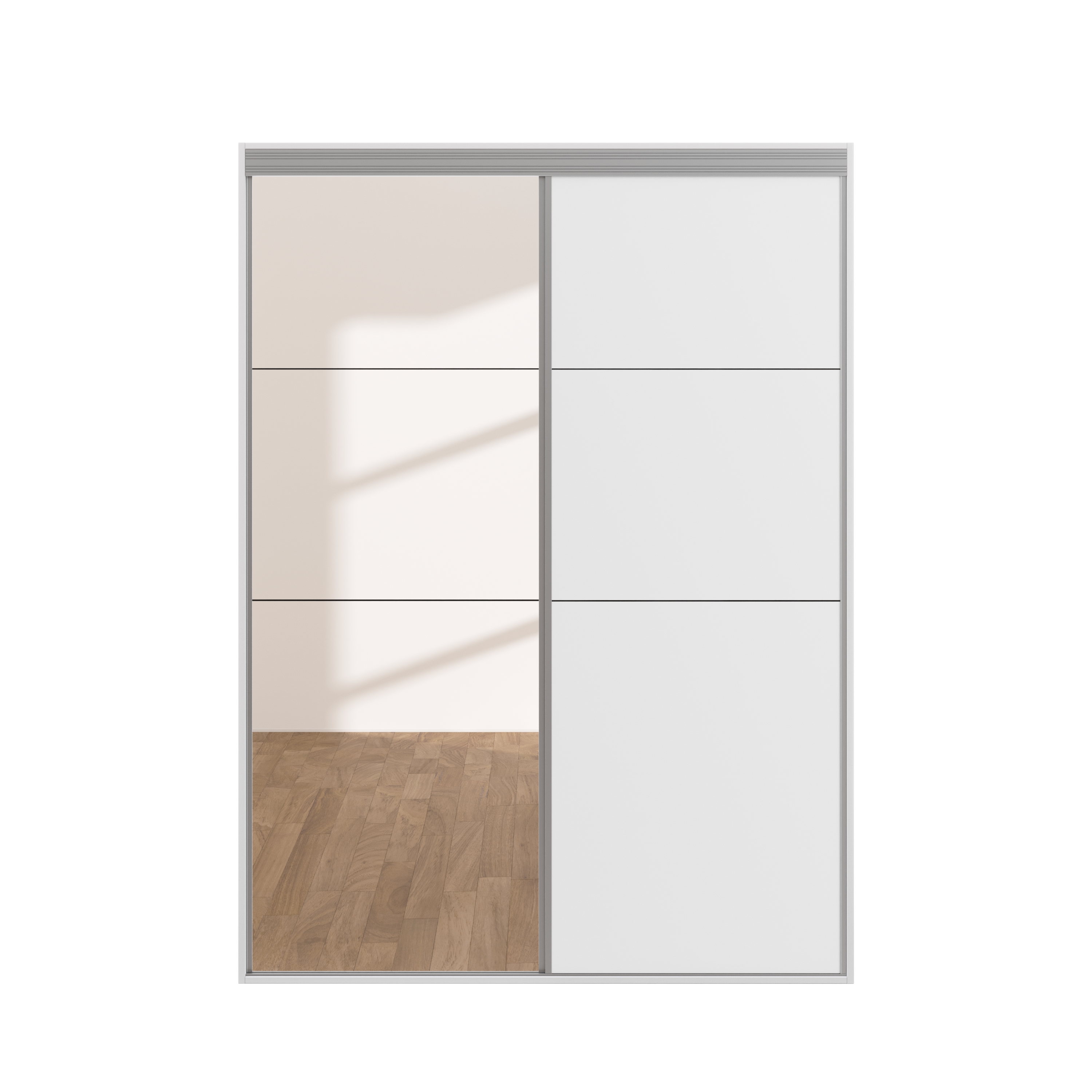 Kleiderschrank Schiebetüren mit Spiegel REVA 150 cm weiss
