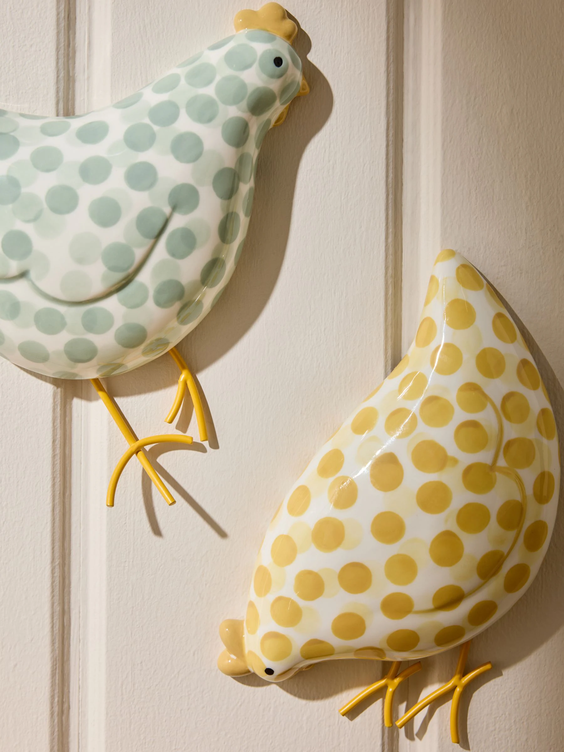Set of 2 Pat and Peggy Chicken Ceramic Wall Plaques