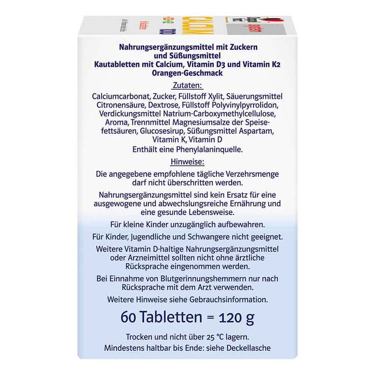 Doppelherz Calcium 1000 + D3 + K2 system Kautabletten, 60 St