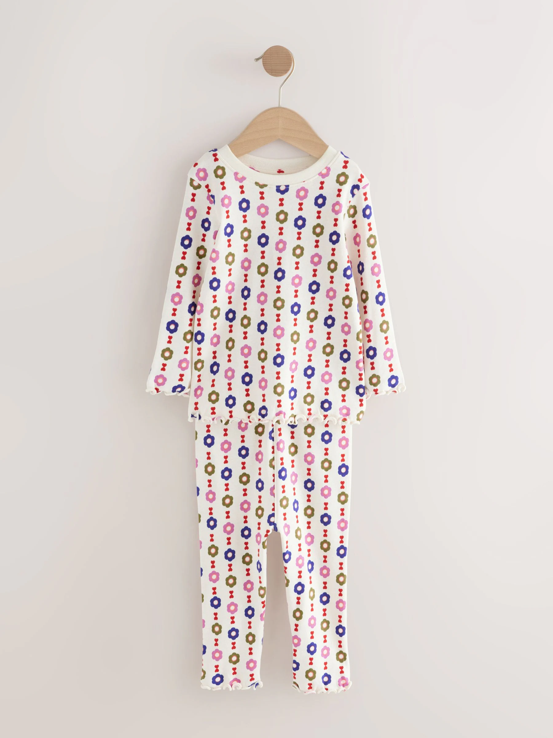 Rood/ecru bloemenprint - Verpakking van 3 knusse pyjama's (9 mnd-10 jr)