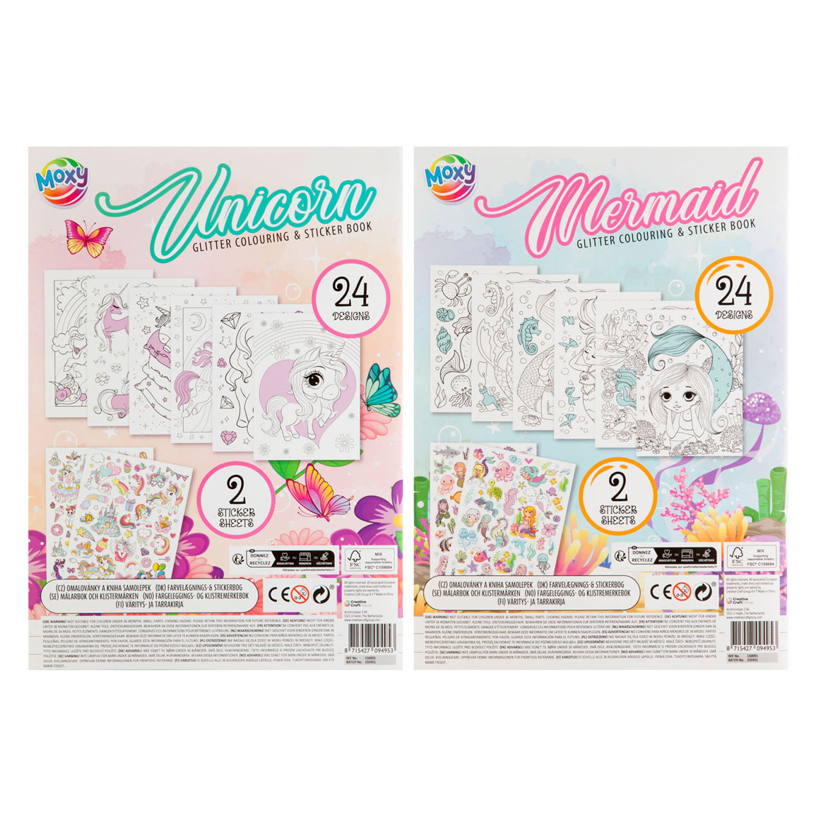 Glitter Kleur en Stickerboek Eenhoorn/Zeemeermin