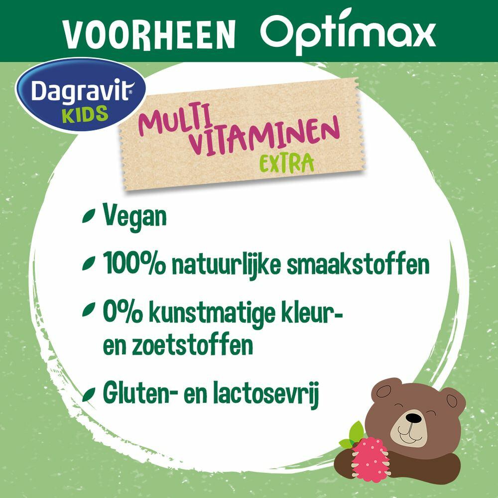 2x Dagravit Natural Kids Multivitaminen Framboos60 kauwtabletten
