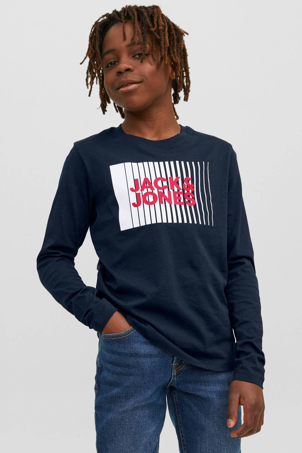 JACK & JONES longsleeve JJECORP van katoen donkerblauw