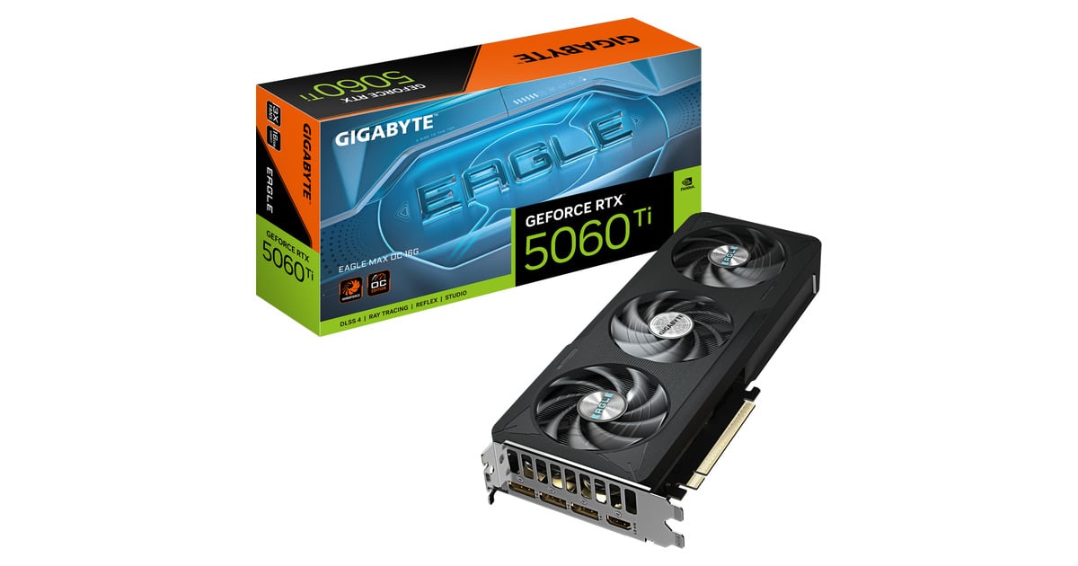 GIGABYTEGeForce RTX 5060 Ti EAGLE MAX OC 16G grafische kaart  (DLSS 4, 3x DisplayPort, 1x HDMI 2.1)