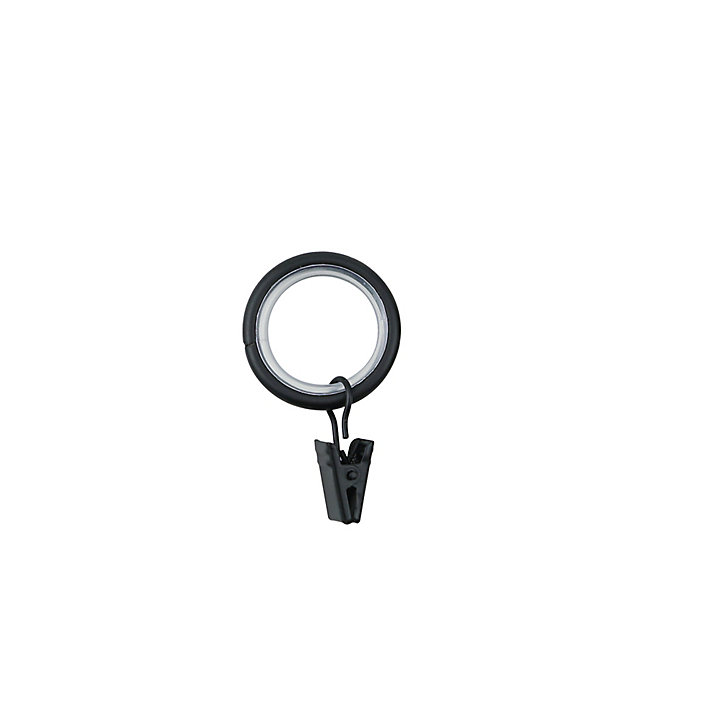 10 anneaux clip pour barre à rideau Araxos GoodHome ⌀16/19 mm noir
